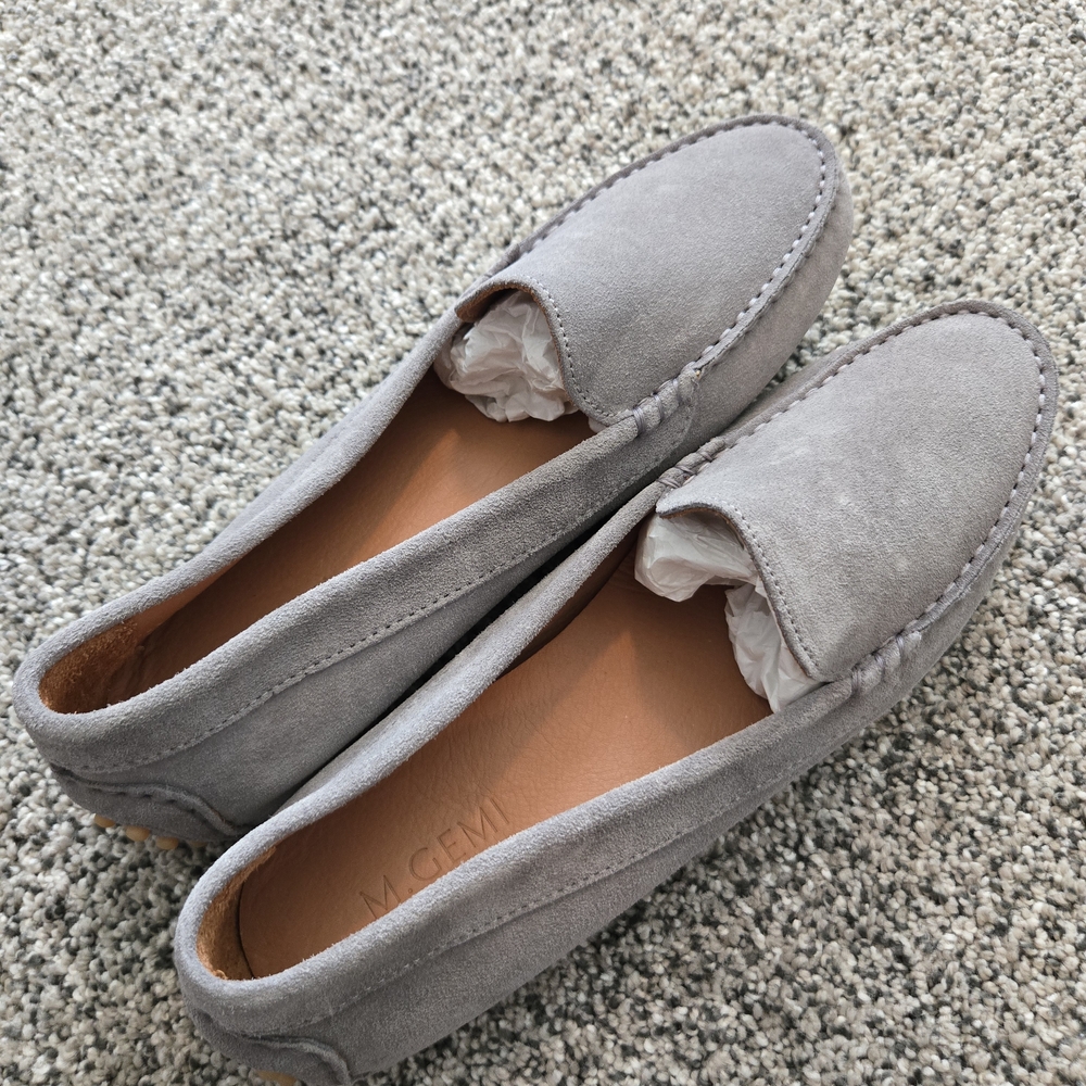 M. Gemi Gray Felize Suede Driving  Loafers Shoes